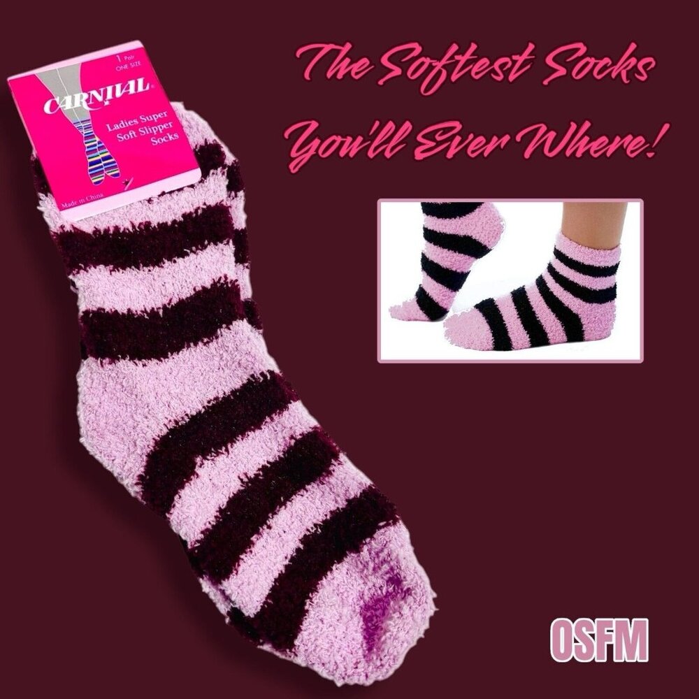 Carnival Womens Cozy Super Soft Crew Slipper Socks. 1 Pair. OSFA! NWT!
